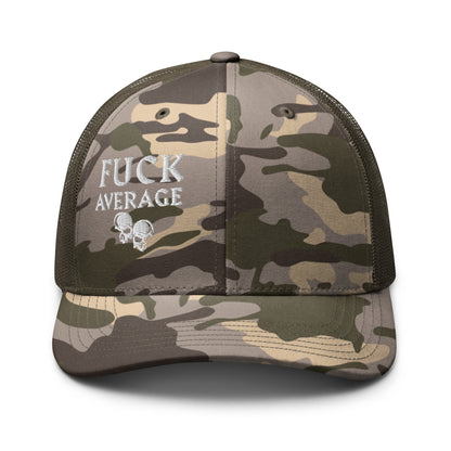 F**k Average Camouflage Men's Trucker Hat - Restless Twins Apparel Co.