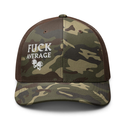 F**k Average Camouflage Men's Trucker Hat - Restless Twins Apparel Co.