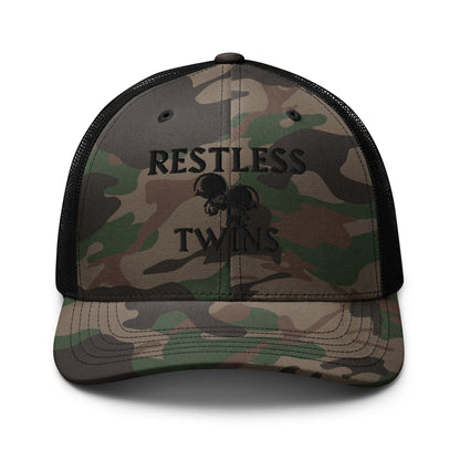 Restless Twins Camouflage Unisex Trucker Hat (Black Logo) - Restless Twins Apparel Co.