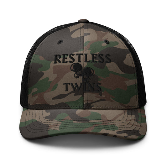 Restless Twins Camouflage Unisex Trucker Hat (Black Logo) - Restless Twins Apparel Co.