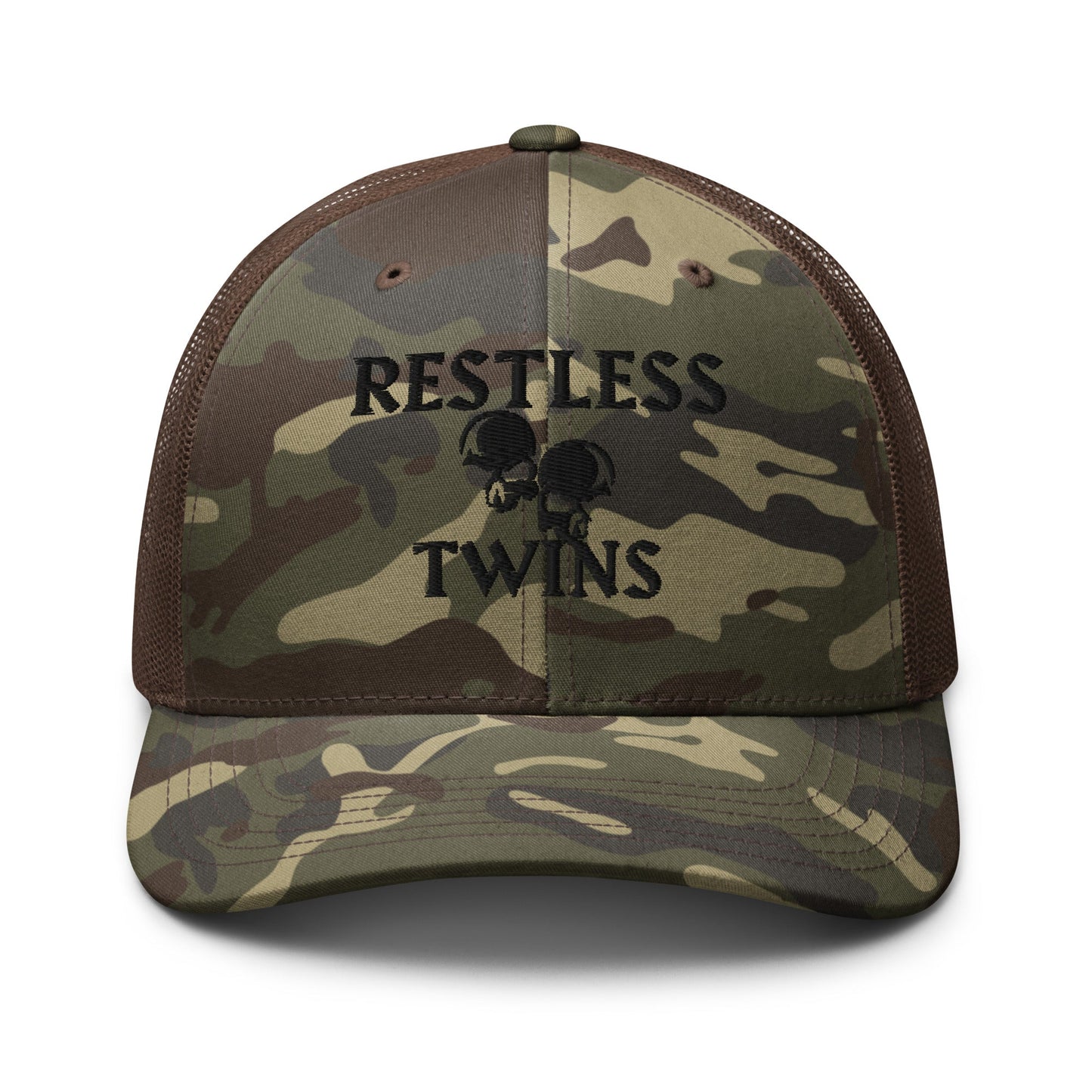 Restless Twins Camouflage Unisex Trucker Hat (Black Logo) - Restless Twins Apparel Co.