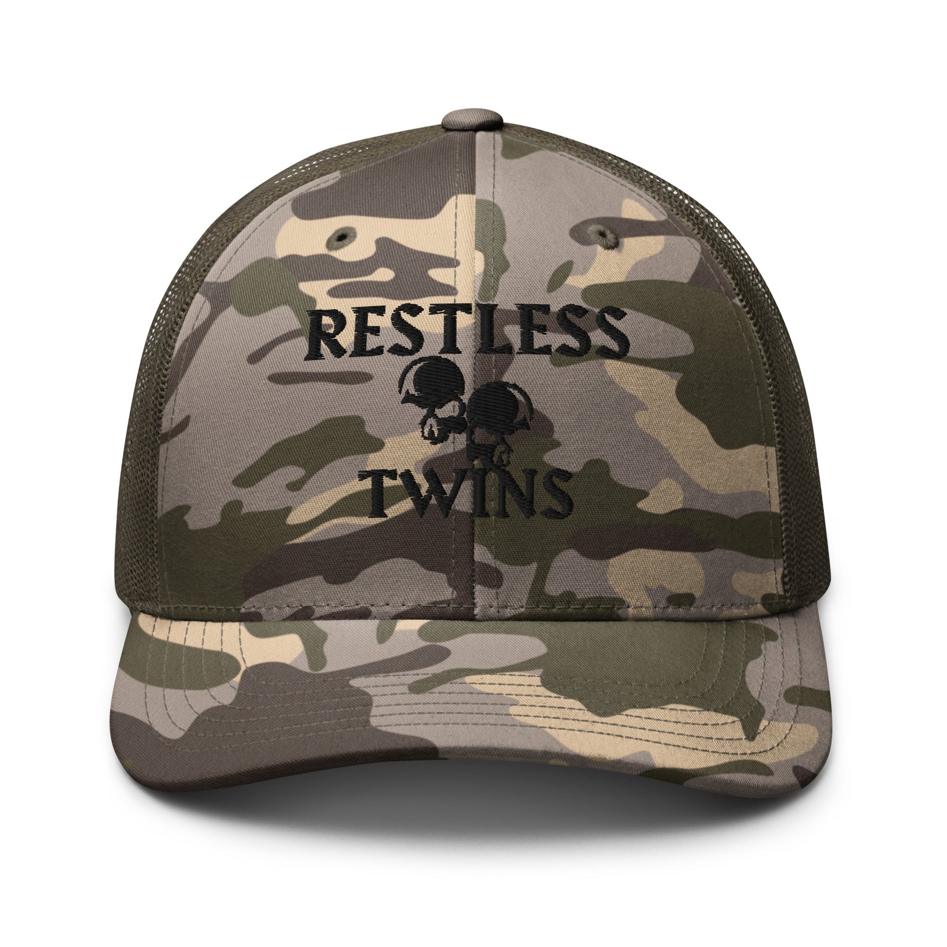 Restless Twins Camouflage Unisex Trucker Hat (Black Logo) - Restless Twins Apparel Co.