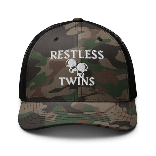 Restless Twins Camouflage Unisex Trucker Hat (White Logo) - Restless Twins Apparel Co.