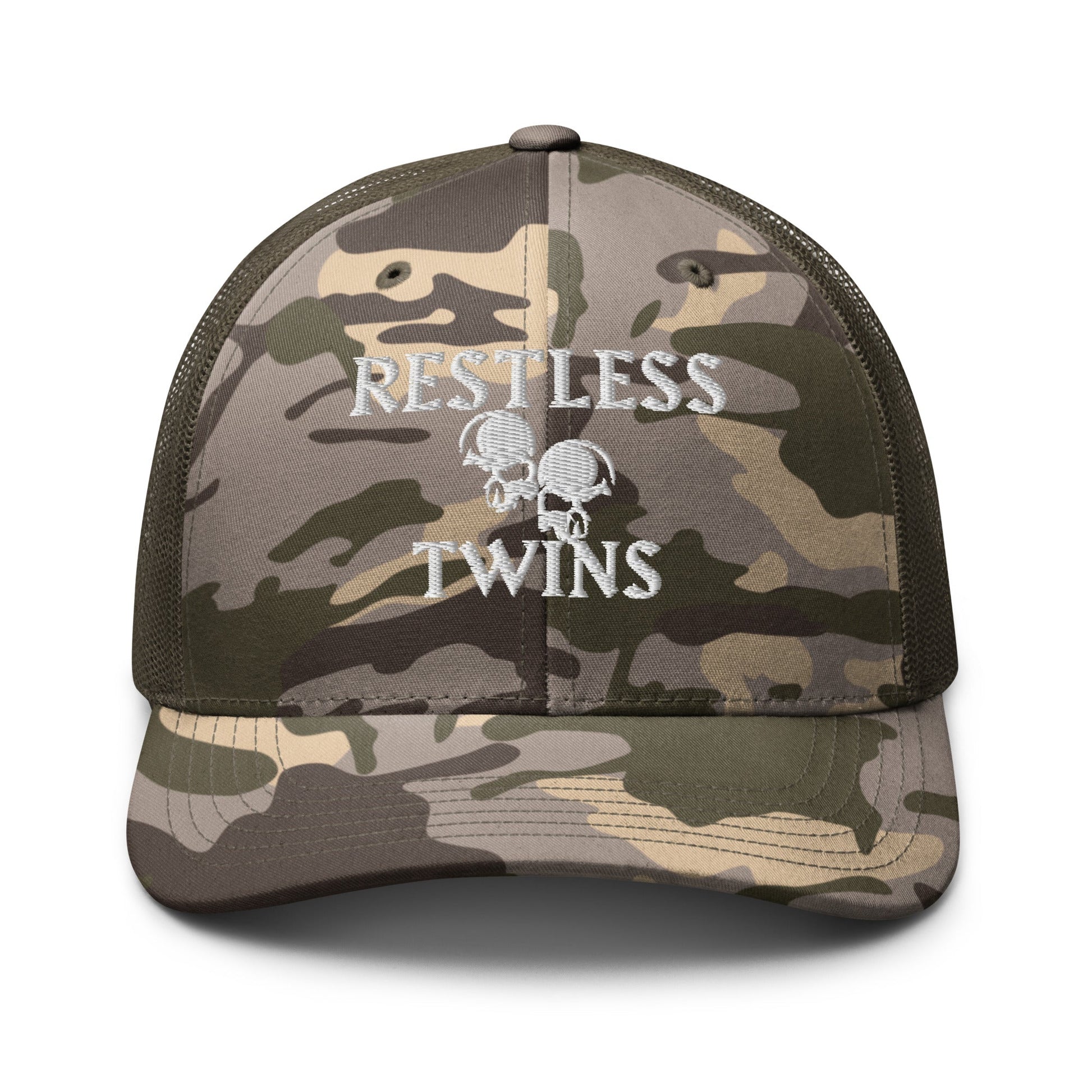 Restless Twins Camouflage Unisex Trucker Hat (White Logo) - Restless Twins Apparel Co.