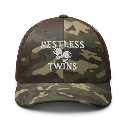 Restless Twins Camouflage Unisex Trucker Hat (White Logo) - Restless Twins Apparel Co.